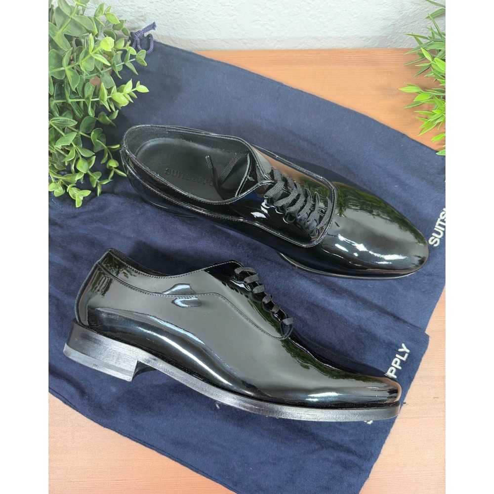 Suitsupply Mens Tuxedo Shoe Black Patent Leather Formal Oxford Size 6